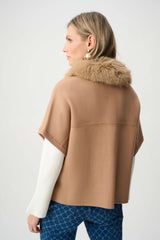 Joseph Ribkoff Sweater Knit Jacket with Detachable Faux Fur Collar