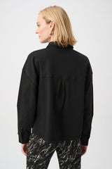 Joseph Ribkoff Featherweave Denim Cropped Blouse with Rhinestone Detail