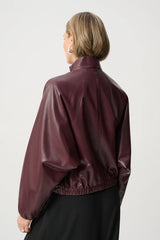 Joseph Ribkoff Leatherette Mock-Neck Bomber Jacket