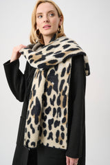 Joseph Ribkoff Feather Yarn Knit Animal Print Scarf
