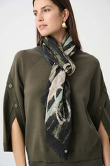Joseph Ribkoff Wool Abstract Print Fringed Scarf | Avocado/Multi