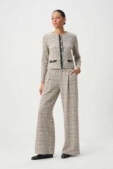 Joseph Ribkoff Plaid Boucle Wide-Leg Pants