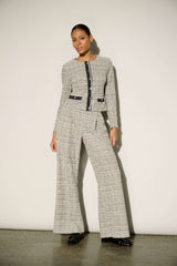 Joseph Ribkoff Plaid Boucle Wide-Leg Pants