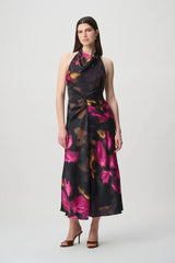 Joseph Ribkoff Edit 57 Floral Satin Halter Midi Dress