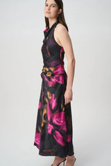 Joseph Ribkoff Edit 57 Floral Satin Halter Midi Dress