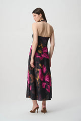 Joseph Ribkoff Edit 57 Floral Satin Halter Midi Dress