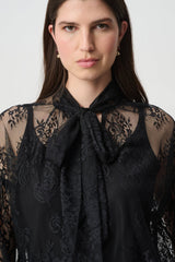 Joseph Ribkoff Edit 57 Lace Bow Neck Blouse | Black