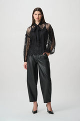 Joseph Ribkoff Edit 57 Lace Bow Neck Blouse | Black