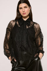 Joseph Ribkoff Edit 57 Lace Bow Neck Blouse | Black