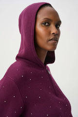 Joseph Ribkoff Embellished Hooded Pullover Sweater | Elderberry