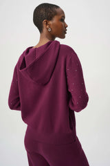 Joseph Ribkoff Embellished Hooded Pullover Sweater | Elderberry