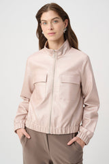 Joseph Ribkoff Metallic Leatherette Bomber Jacket