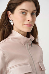Joseph Ribkoff Metallic Leatherette Bomber Jacket