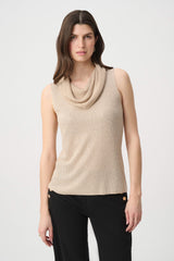 Joseph Ribkoff Rhinestone Cowl Neck Top | Champagne
