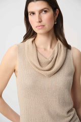 Joseph Ribkoff Rhinestone Cowl Neck Top | Champagne