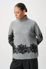 Joseph Ribkoff Lace Applique Mock Neck Sweater