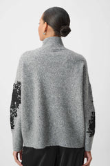 Joseph Ribkoff Lace Applique Mock Neck Sweater