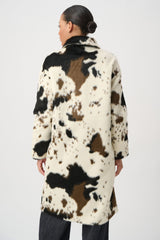 Joseph Ribkoff Faux Fur Cow Print Coat
