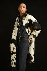 Joseph Ribkoff Faux Fur Cow Print Coat