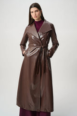 Joseph Ribkoff Edit 57 Leatherette Trench Coat | Mahogany