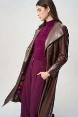 Joseph Ribkoff Edit 57 Leatherette Trench Coat | Mahogany