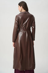 Joseph Ribkoff Edit 57 Leatherette Trench Coat | Mahogany