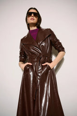 Joseph Ribkoff Edit 57 Leatherette Trench Coat | Mahogany