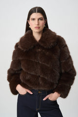Joseph Ribkoff Edit 57 Faux Fur Bomber Jacket | Mahogany