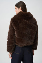 Joseph Ribkoff Edit 57 Faux Fur Bomber Jacket | Mahogany