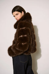 Joseph Ribkoff Edit 57 Faux Fur Bomber Jacket | Mahogany