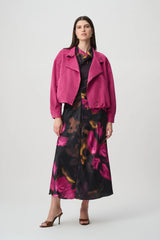 Joseph Ribkoff Edit 57 Faux Suede Crop Jacket | Raspberry