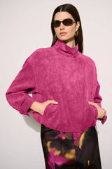 Joseph Ribkoff Edit 57 Faux Suede Crop Jacket | Raspberry