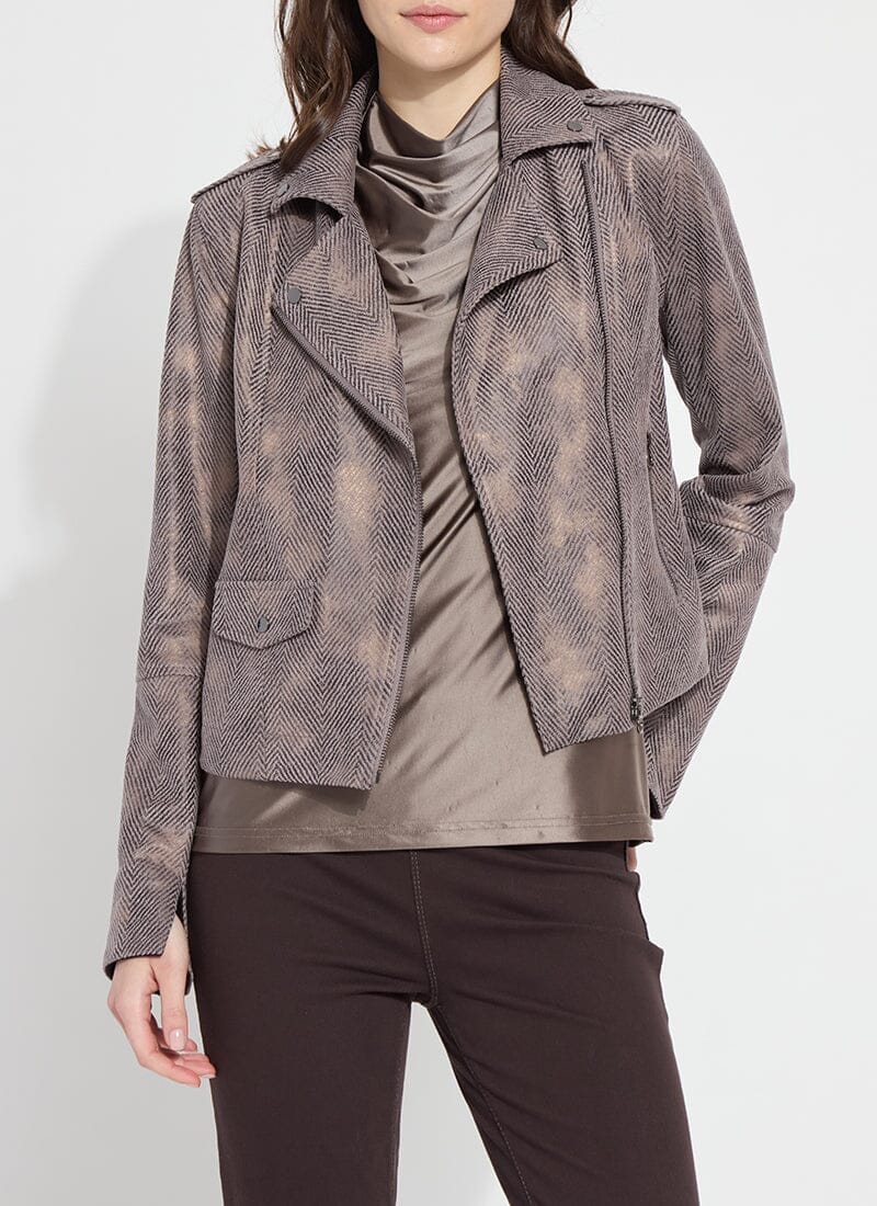 Lyssé Amelia Moto Jacket-Copper Chevron