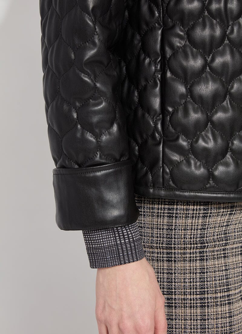 Lyssé  Brooklyn Quilted Vegan Leather Jacket Black