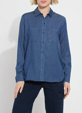 Lyssé Miley Chambray Shirt-Dark Midwash