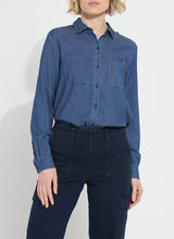 Lyssé Miley Chambray Shirt-Dark Midwash