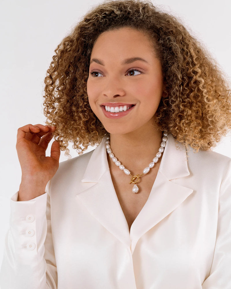 Susan Shaw Baroque Pearl Toggle Pearl Necklace