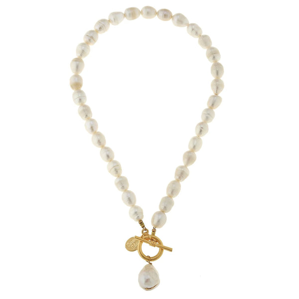 Susan Shaw Baroque Pearl Toggle Pearl Necklace
