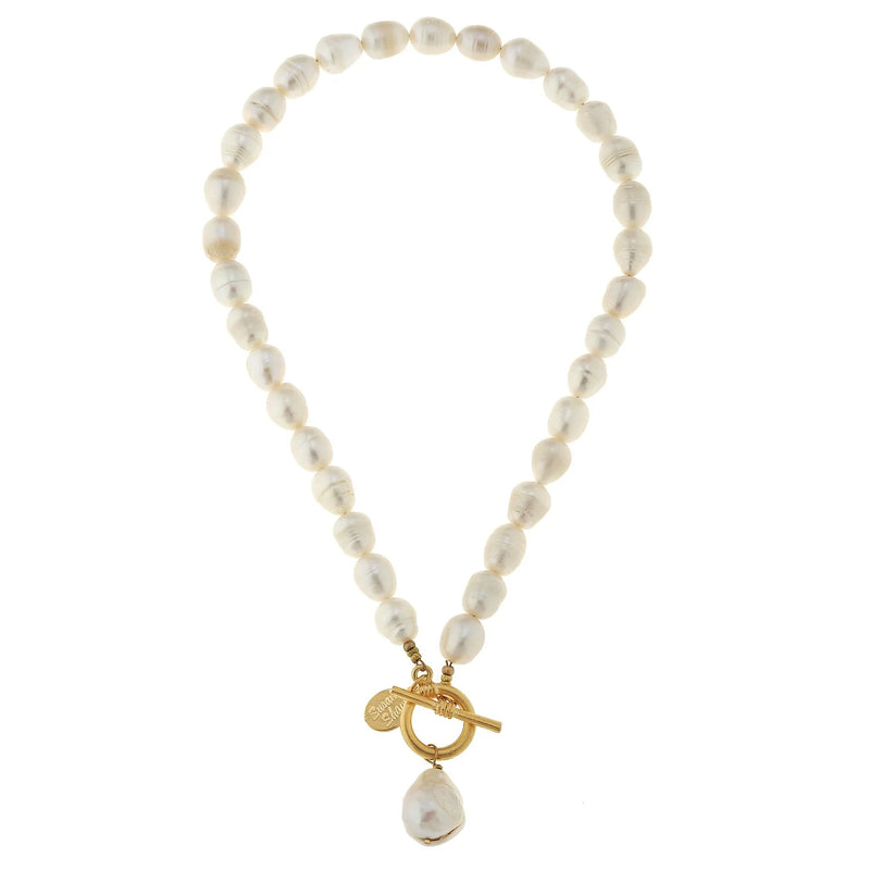 Susan Shaw Baroque Pearl Toggle Pearl Necklace