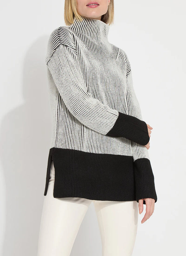 Lyssé  Alia Cozy Rib Pullover-Black/White