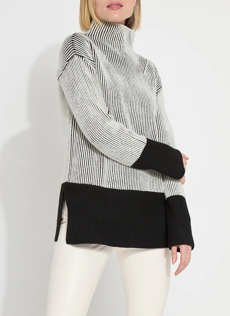 Lyssé  Alia Cozy Rib Pullover-Black/White