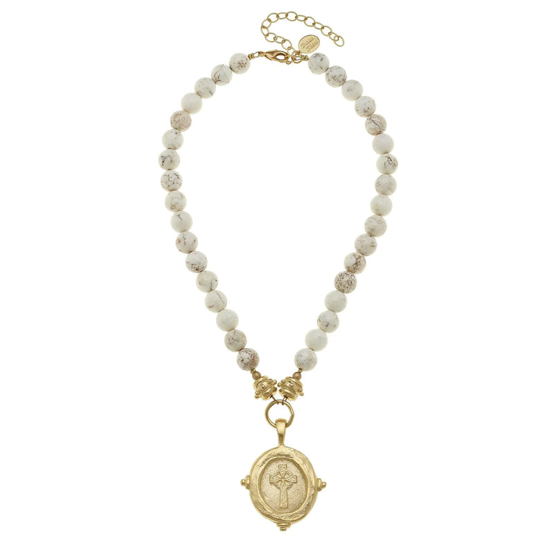 Susan Shaw Cross Intaglio Stone Necklace