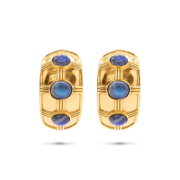 Capucine De Wulf Cleopatra Bold Hoop Earrings - Gold/Blue Labradorite