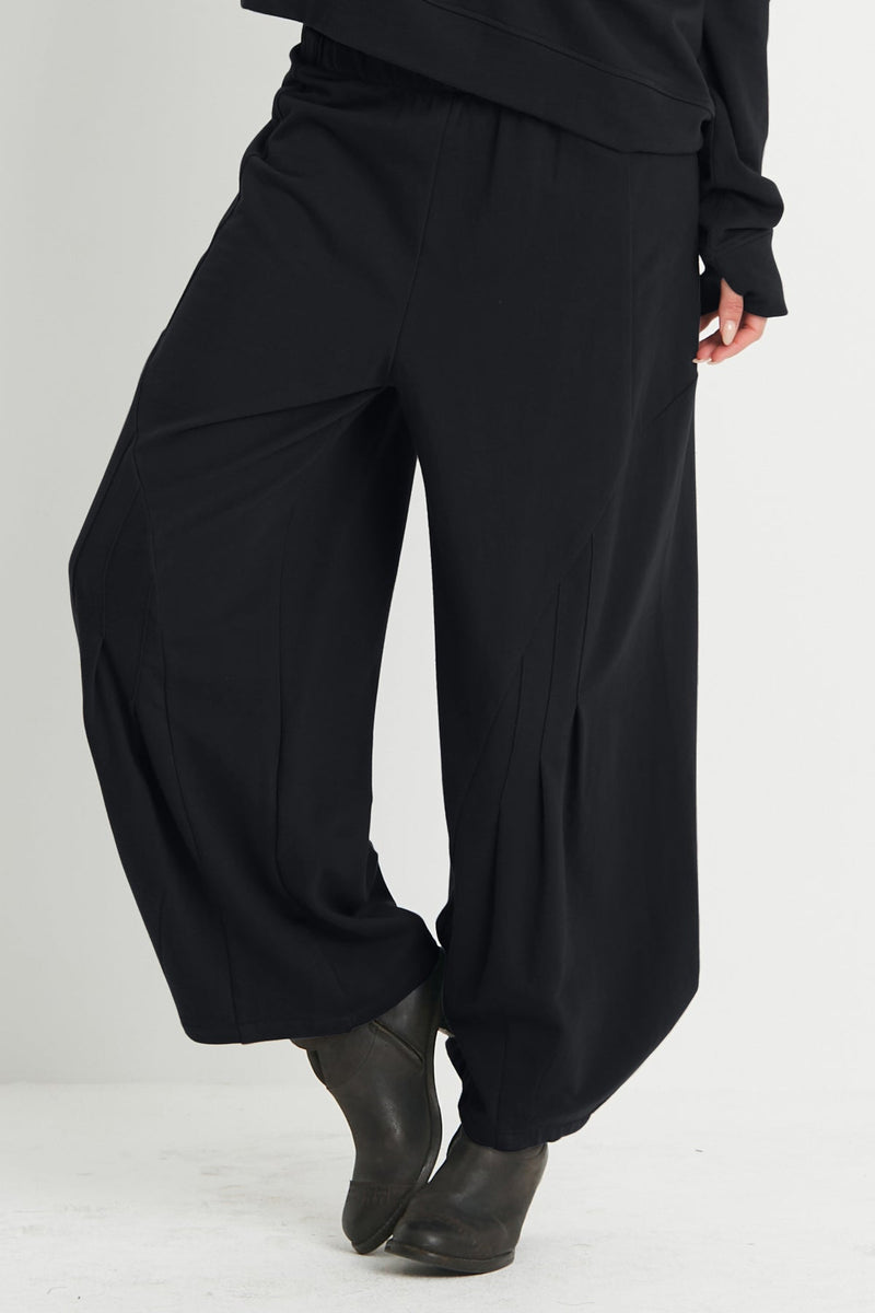 PLANET French Terry Pleat Bottom Pants Black