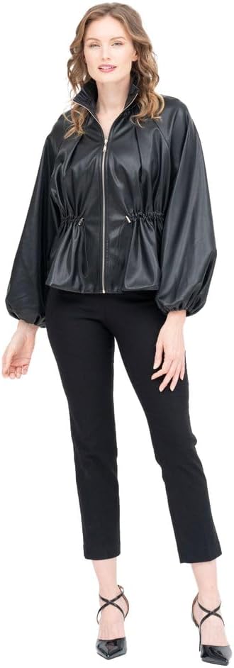 Damee Vegan Leather Drawstring Jacket | Black