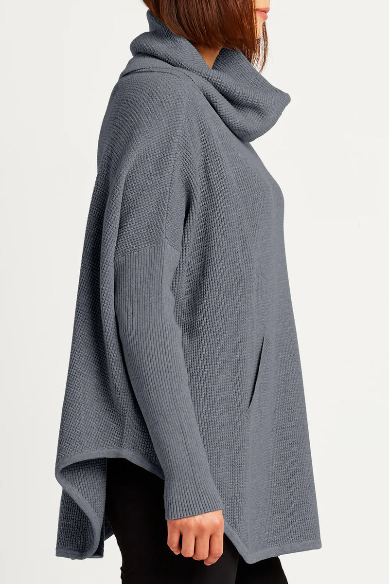 PLANET Pima Cotton Waffle Cowl Sweater | Lava