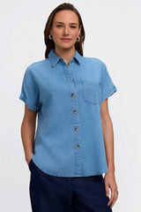 Foxcroft Abigail Tencel® Denim Short Sleeve Shirt