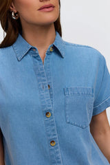 Foxcroft Abigail Tencel® Denim Short Sleeve Shirt