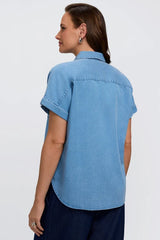 Foxcroft Abigail Tencel® Denim Short Sleeve Shirt