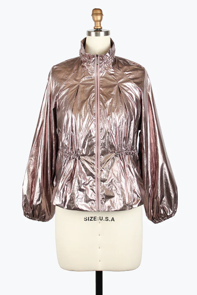 Damee  Drawstring Jacket |Metallic Pink